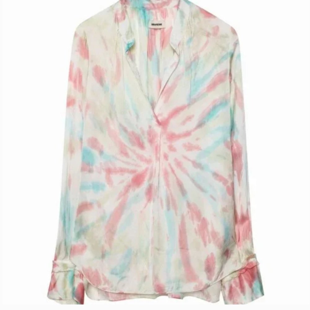Zadig & Voltaire Pink Blouse Tink Tie Dye Long Sleeve Blouse